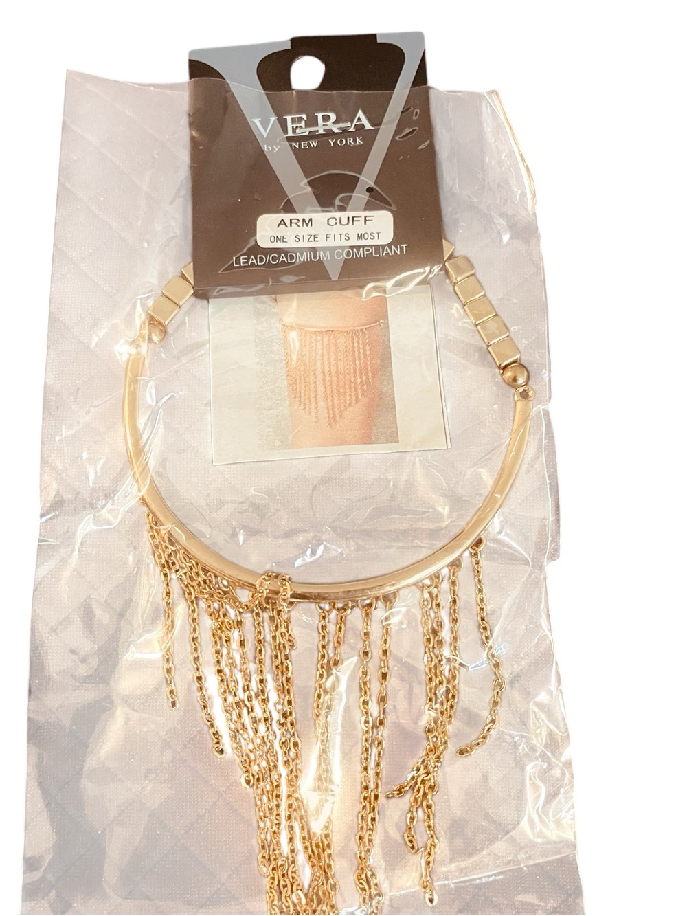 Elegant Gold Fringe Arm Cuff Bracelet - Women's Jewelry Vera by New York